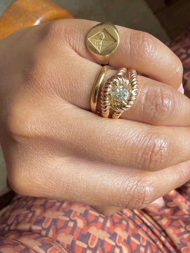 Bague 50 Bague jonc torsadé en or jaune et rose avec diamant 58 Facettes vnzlzlv