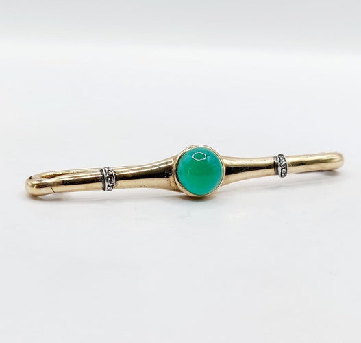 Broche Broche épingle à nourrice en or 18k, chrysoprase et diamants 58 Facettes A07528