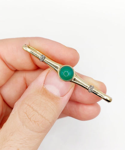 Broche Broche épingle à nourrice en or 18k, chrysoprase et diamants 58 Facettes A07528