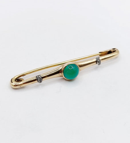 Broche Broche épingle à nourrice en or 18k, chrysoprase et diamants 58 Facettes A07528