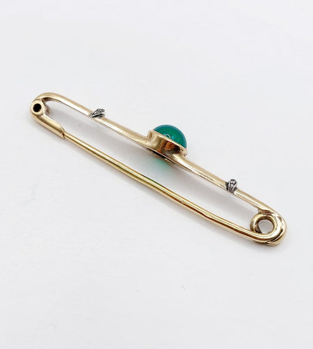 Broche Broche épingle à nourrice en or 18k, chrysoprase et diamants 58 Facettes A07528