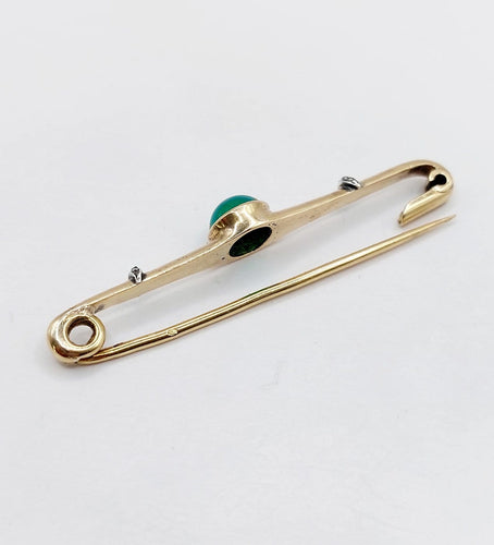 Broche Broche épingle à nourrice en or 18k, chrysoprase et diamants 58 Facettes A07528
