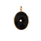 Pendentif médaillon porte-souvenir en or jaune, onyx et perle