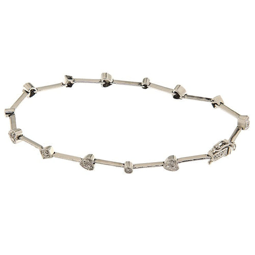 Bracelet Bracelet à segments cœurs et losanges en or blanc et diamants 58 Facettes G3983