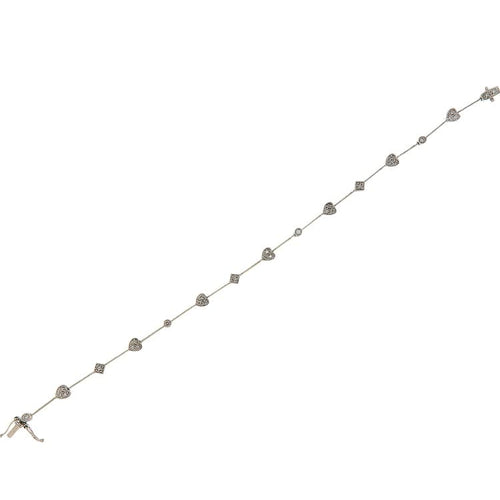 Bracelet Bracelet à segments cœurs et losanges en or blanc et diamants 58 Facettes G3983