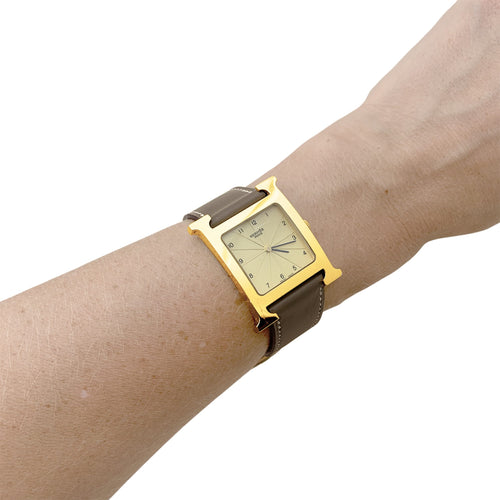 Montre Hermès Heure H - Montre en plaqué or et acier 58 Facettes 35492