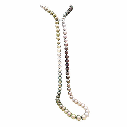 Collier Collier sautoir en or blanc, perles de Tahiti et diamants 58 Facettes 35701