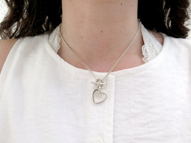 Collier Hermès Amulette Cœur - Collier en argent massif et diamant 58 Facettes 275840