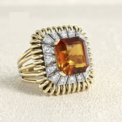 Bague 53 Bague cocktail en or rose, citrine et diamants 58 Facettes OC-61H00029