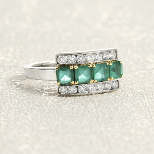 Bague 53 Bague en or gris, émeraudes et diamants 58 Facettes OC-61300096
