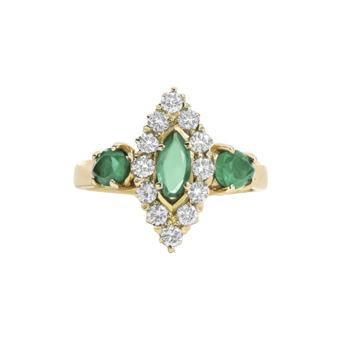 Bague 53 Bague en or jaune, émeraudes et diamants 58 Facettes OC-61300097