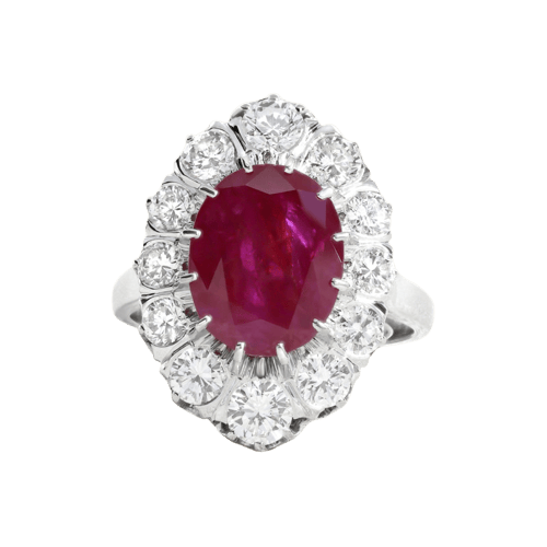 Bague 56 Bague Pompadour en or blanc, rubis et diamants 58 Facettes OC-61600022