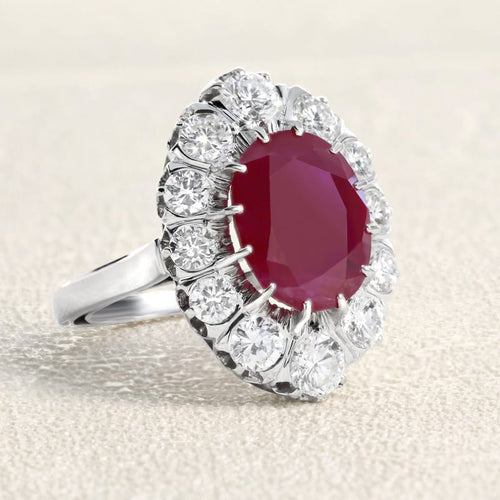 Bague 56 Bague Pompadour en or blanc, rubis et diamants 58 Facettes OC-61600022