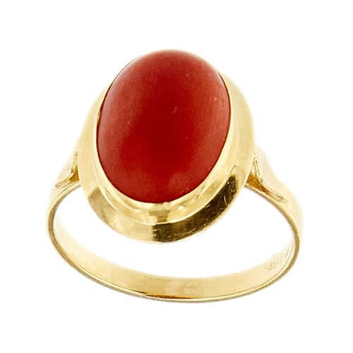 Bague 56 Bague en or jaune 18 ct et corail rouge 58 Facettes 38376