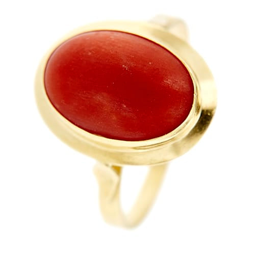 Bague 56 Bague en or jaune 18 ct et corail rouge 58 Facettes 38376