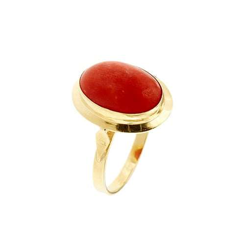 Bague 56 Bague en or jaune 18 ct et corail rouge 58 Facettes 38376