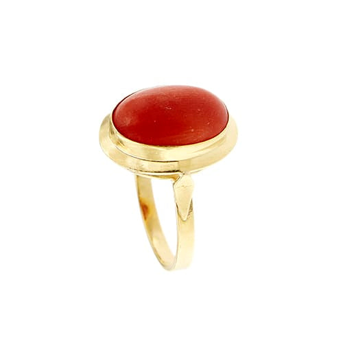 Bague 56 Bague en or jaune 18 ct et corail rouge 58 Facettes 38376