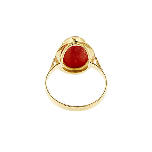 Bague 56 Bague en or jaune 18 ct et corail rouge 58 Facettes 38376