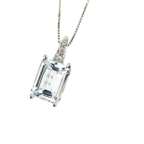 Collier Vieri - Collier en or blanc avec aigue-marine et diamants 58 Facettes 38678