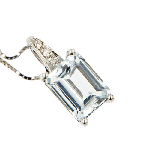 Collier Vieri - Collier en or blanc avec aigue-marine et diamants 58 Facettes 38678