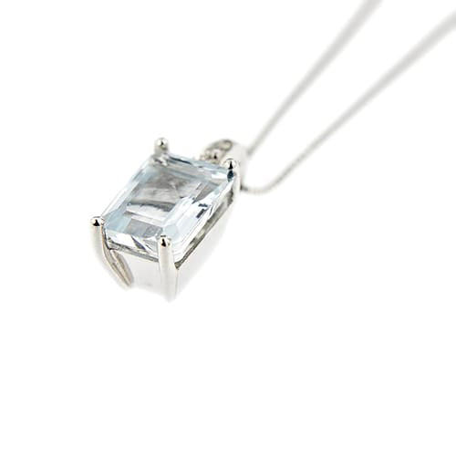 Collier Vieri - Collier en or blanc avec aigue-marine et diamants 58 Facettes 38678