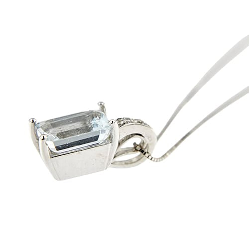 Collier Vieri - Collier en or blanc avec aigue-marine et diamants 58 Facettes 38678