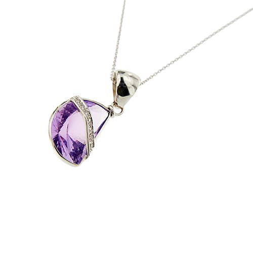 Collier Vieri - Collier en or blanc avec améthyste et diamants 58 Facettes 37363