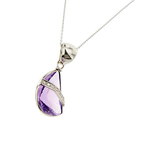 Collier Vieri - Collier en or blanc avec améthyste et diamants 58 Facettes 37363