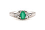 Bague 59 Bague contemporaine en or blanc 18 carats, émeraude et diamants 58 Facettes 23843
