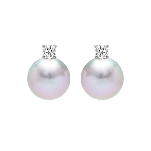 Boucles d'oreilles Underwater - Boucles d'oreilles en or blanc, perles Akoya et diamants 58 Facettes GER1326WG