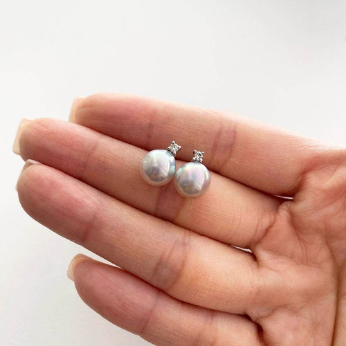 Boucles d'oreilles Underwater - Boucles d'oreilles en or blanc, perles Akoya et diamants 58 Facettes GER1326WG
