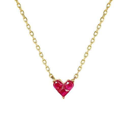 Collier Heart to Have - Collier cœur en or 18 carats et rubis 58 Facettes GPD1340YG