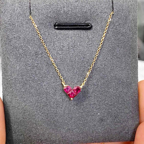 Collier Heart to Have - Collier cœur en or 18 carats et rubis 58 Facettes GPD1340YG