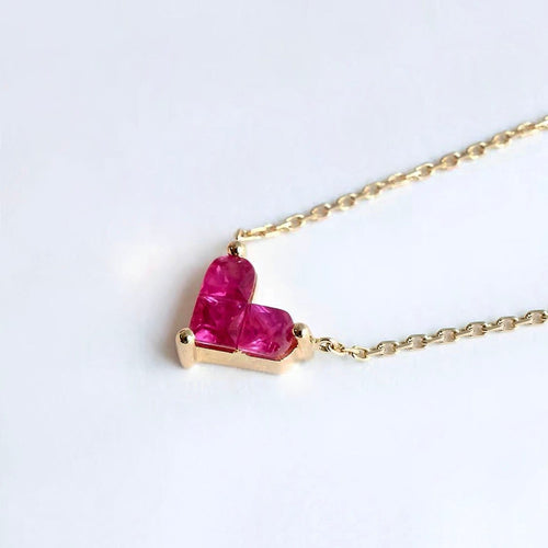 Collier Heart to Have - Collier cœur en or 18 carats et rubis 58 Facettes GPD1340YG