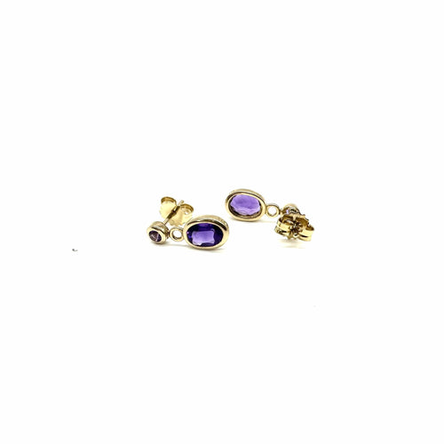 Boucles d'oreilles Boucles d'oreilles pendantes en or jaune et améthystes 58 Facettes Z15B51768