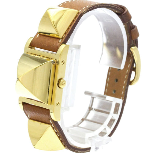 Montre Hermès Médor - Montre quartz en métal plaqué et cuir 58 Facettes nb2sumnyp4