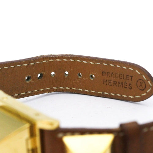 Montre Hermès Médor - Montre quartz en métal plaqué et cuir 58 Facettes nb2sumnyp4