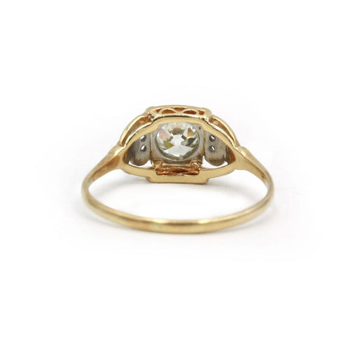 Bague 57 Art Déco - Bague solitaire en or jaune et blanc avec diamant 58 Facettes 260164R
