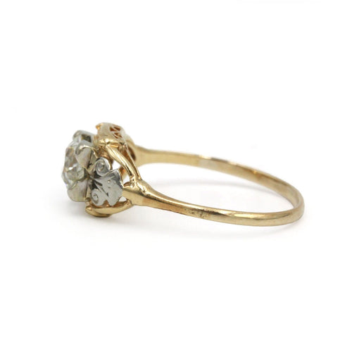 Bague 57 Art Déco - Bague solitaire en or jaune et blanc avec diamant 58 Facettes 260164R