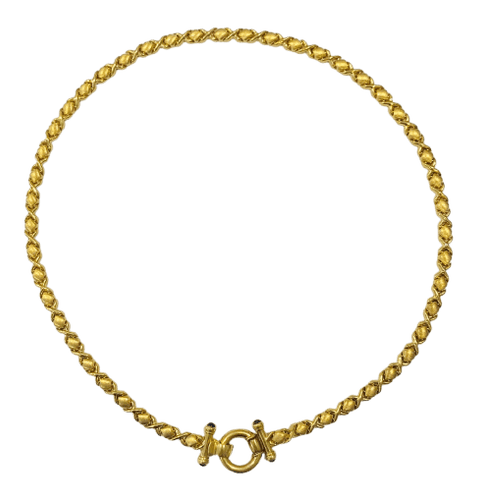 Collier Collier maille croisillons en or jaune et saphirs 58 Facettes 21170