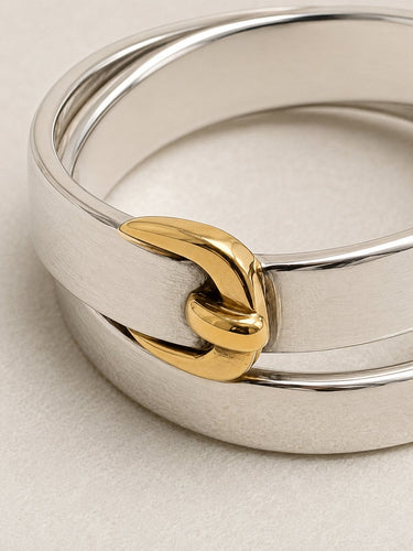 Bague 51 HERMÈS Débridée - Bague Ceinture en argent et or 18 carats 58 Facettes WC-2026-3612
