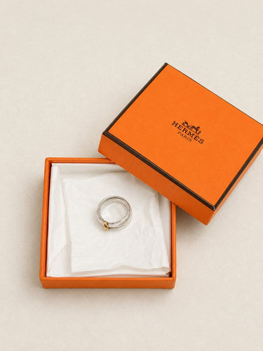Bague 51 HERMÈS Débridée - Bague Ceinture en argent et or 18 carats 58 Facettes WC-2026-3612