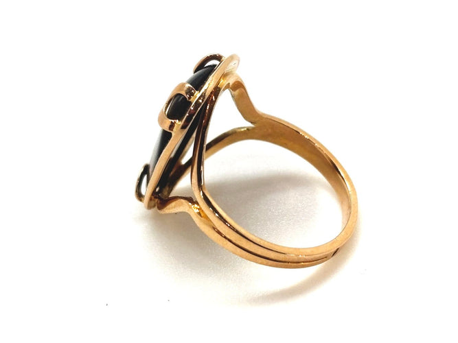 Bague 56 Bague en or 18K avec œil de tigre 58 Facettes M9292