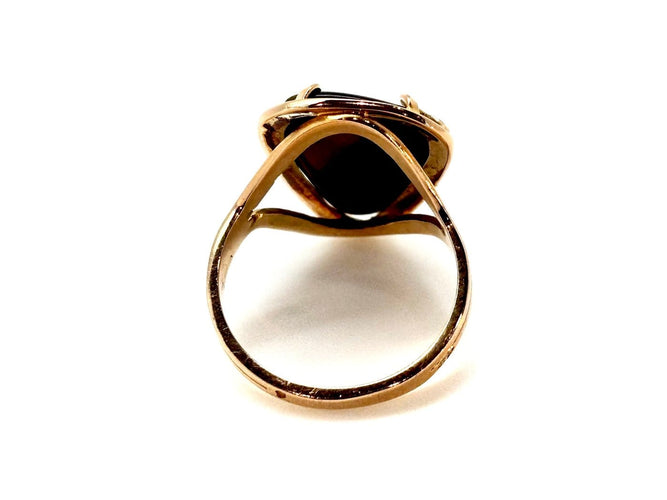 Bague 56 Bague en or 18K avec œil de tigre 58 Facettes M9292