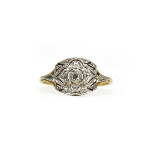 Bague 52.5 Art déco - Bague en or jaune, platine et diamant 58 Facettes 260167R