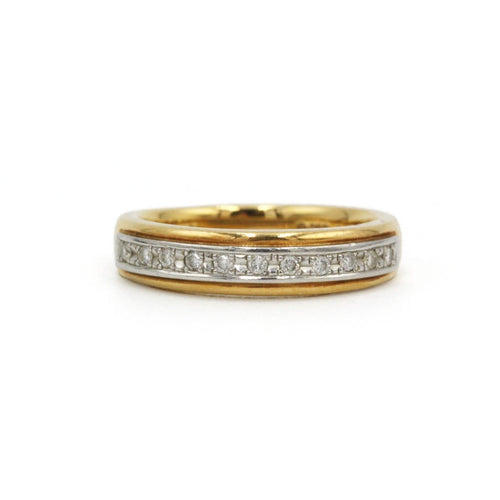 Bague 48 Demi-alliance - Bague en or jaune, platine et diamants 58 Facettes 260171R
