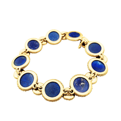 Bracelet Bracelet vintage en or jaune, lapis-lazuli et diamants 58 Facettes 35801