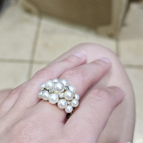 Bague 53 Moon Pearl - Bague en or jaune, perles et diamants 58 Facettes CA-MOOPEA-RI-PE-YGD