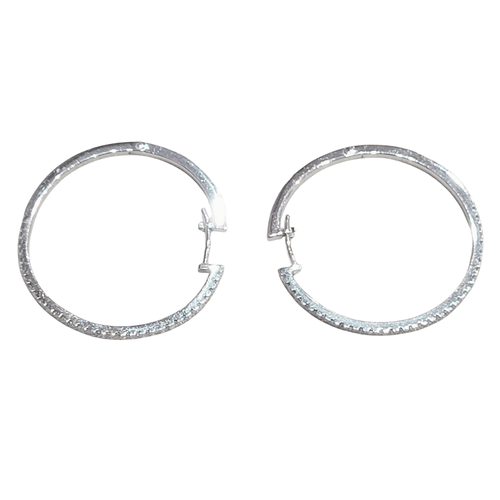 Boucles d'oreilles créoles en or blanc 18k et diamants 58 Facettes PE675