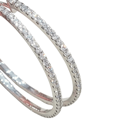 Boucles d'oreilles créoles en or blanc 18k et diamants 58 Facettes PE675